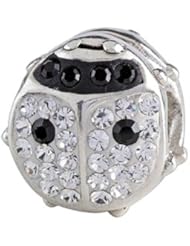 SilveRado(tm) BM033-2-0 Bling Lady Bird White Bead / Charm