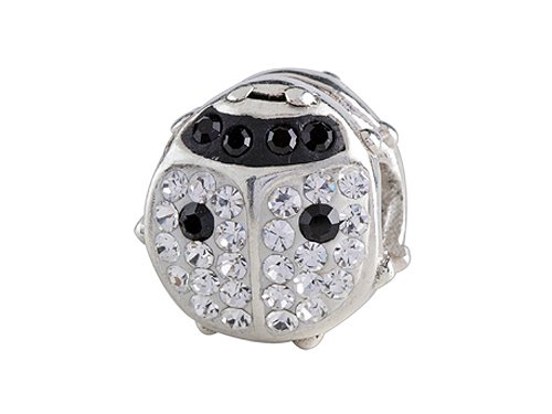 SilveRado(tm) BM033-2-0 Bling Lady Bird White Bead / Charm