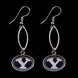 NCAA Brigham Young Cougars Navy Blue Oval Drop Earrings
