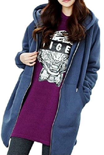 （ルイ） Ruy ロングパーカー トレーナー レディース フリース ブルー フード付き