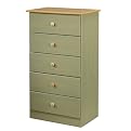 Fully Assembled Legend 5 Drawer Chest - Sage Green/ oak