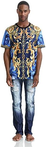 Pizoff Unisex Hipster Luxury Royal Golden Baroque Oil Painting T Shirts Y0597 XL