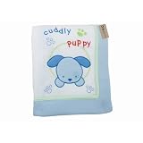 Baby Boy Blue Puppy Design Fleece Pram Blanket Bedding (Ideal Gift)