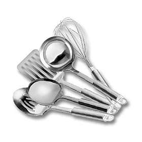New Range Kleen CW3013 Cutlery Set 5 Pieces Stainless Steel Ladle Whisk Solid&Slotted Spoon... by