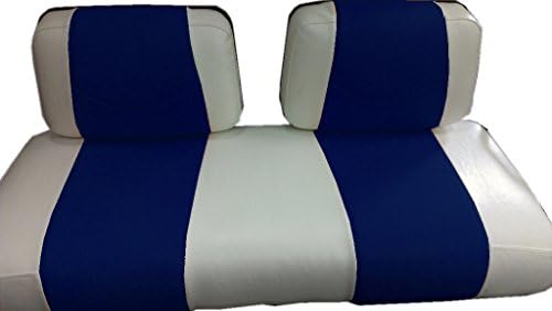 Kool Cushions CCDS9DN-WHBLCPST-01-Custom Vinyl Golf Cart Seat Covers Front Only-White With Blue Chip Stripe - For Club Car DS 1999 and Down Golf Cart