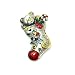 Christmas Stocking Pin with Teddy Bear Pewter Pin with Genuine Austrian Crystal