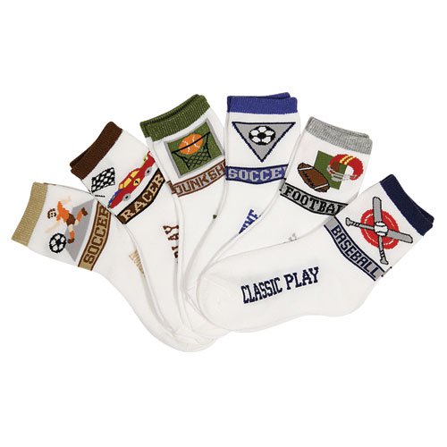 Lot Of 6 Pairs Assorted Sports Computer Design Kids / Boys Socks