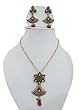 Bollywood Jewelry Gold Tone Green Kundan Polki Pendant Earrings