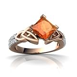 14k Rose Gold Square Fire Opal Engagement Ring