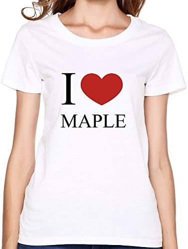 LDYIN Women's I Love Maple T-shirts XS White