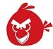 Angry Birds - Filled Version Facing Left - Decal / Sticker - Size: 3.6 x 3.5 inches - Color: Red