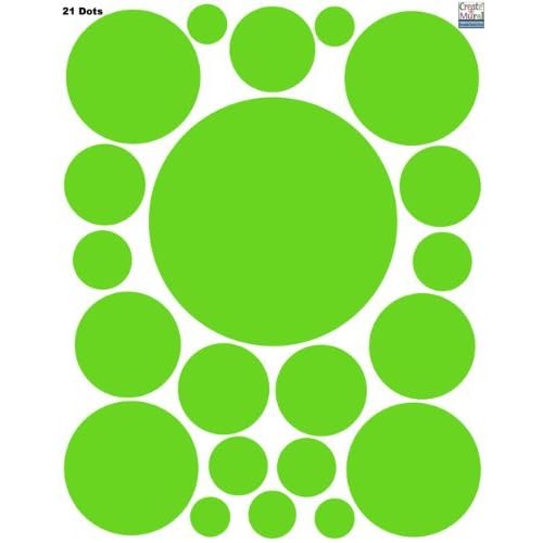 Polka Dot Circle Dots Wall Decals (21) Vinyl Lime Green Wall Dot Stickers