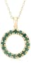 Yellow Gold Plated Sterling Silver Open Circle Emerald Pendant w/ Diamond Accents, 18"