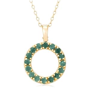 Buy Yellow Gold Overlay Sterling Silver Open Circle Emerald Pendant w  Diamond Accents, 18 by Amazon.com Collection