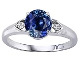 1.61 cts Genuine Round Sapphire and Diamond Ring - 14kt White or Yellow Gold