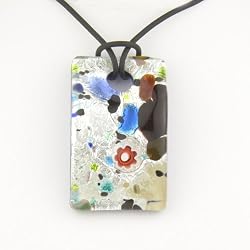 Rectangle Silver Foil Pendant - Camilla Multi-color Style2