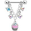 Aurora Gem Chain Dangle Cupcake Nipple Ring