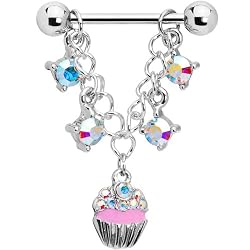 Aurora Gem Chain Dangle Cupcake Nipple Ring