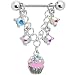 Aurora Gem Chain Dangle Cupcake Nipple Ring
