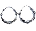 Silver Bali Style Hoop Earrings