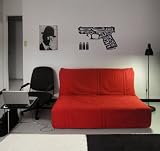 Wall Mural Vinyl Sticker Decal Cute Revolver Gun with Bullet B660