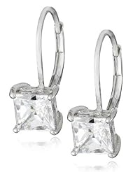 Sterling Silver Swarovski Zirconia 2 cttw Princess Earrings
