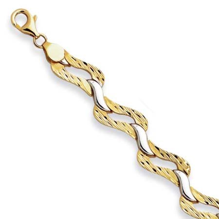 41maLuzUiTL 14k TwoTone Fancy DiamondCut Bracelet 7.5 Inch