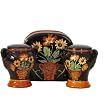 Tuscany Decor Brown Mediterranean Flower Napkin Salt Pepper Shakers