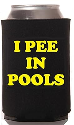 I Pee in Pools - Funny Koozie - Black and Yellow Beer Can Cooler