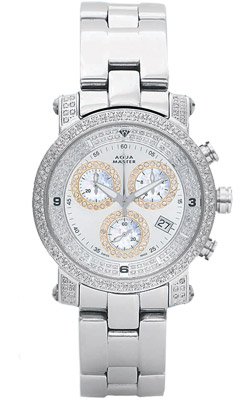 Aqua Master Unisex Power Two-Row Diamond Watch with Diamond Dial, 2.20 ctw