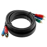 Premium Black 3 RCA Video Component Gold Plated Cable - 12ft