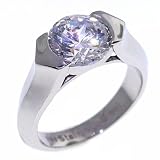 SAVE 69% Stainless Steel Ring with Diamond Cut Signity Stone Cubic Zirconia in a Classic Solitaire Ring style - OVERSTOCK Clearance Sale!