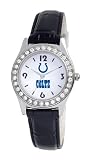 NFL Women's Indianapolis Colts Game Day Dazzler Black Leather Watch #CO20017