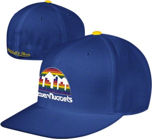 Denver Nuggets Blue Mitchell & Ness Hardwood Classics Basic Logo Fitted Hat