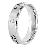 Stainless Steel True Love Waits Purity Ring with CZ (Sizes 6-12)