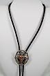 Tricolor Steer with Feathers Pewter Bolo Tie