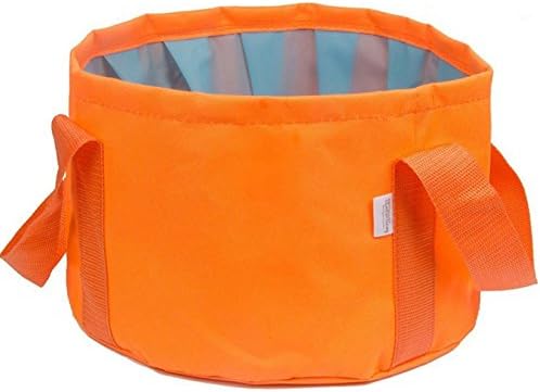 Interthing 15L Foldable Outdoor Water Bag Basin Folding Bucket with Carrying Pouch(Orange)