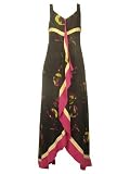 Magaschoni Collection Pansy Print Silk Maxi Dress Black 6