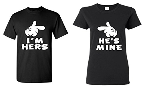 Couple Matching Cartoon Hands I'm Hers - He's Mine T-shirt