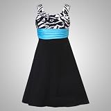 Rare Editions Girls 7-16 BLACK WHITE TURQUOISE-BLUE ZEBRA PRINT Special Occasion Wedding Flower Girl Easter Birthday Party Dress