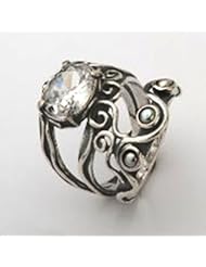 Sterling Silver Floral Ring Set with Cz Zircons