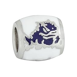 Teagan Collection Purple Super Frog on White Bead - Texas Christian University