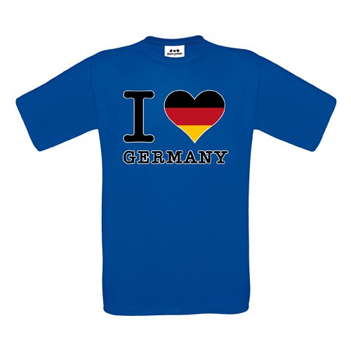 T-Shirt – I LOVE GERMANY Herz in SCHWARZ ROT GOLD – S M L XL XXL XXXL – Textil royalblue / Größe S