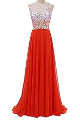 A-line Cocktail Floor Length One Shoulder Chiffon Crystal Beaded Open-Back Lace Crystals Fall 2015 Evening Dress/Homecoming Dress/Prom Dress 