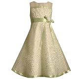 IMAGE OF Size-8 BNJ-7488R GREEN BURNOUT MINI-FLORAL ILLUSION BODICE Special Occasion Wedding Flower Girl Easter Party Dress,R47488 Bonnie Jean Girls 7-16