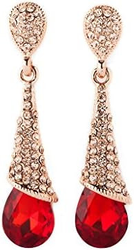 Jusor® High-end Women's Eardrop Water Droplets Crystal Earrings (Red)