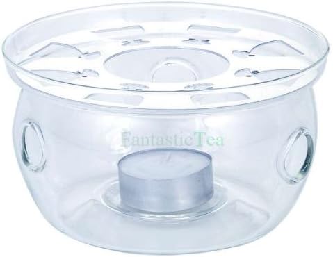 FantasticTea Crystal Clear Glass Teapot Warmer (Flat Bottom, Diameter 5", Height 3")