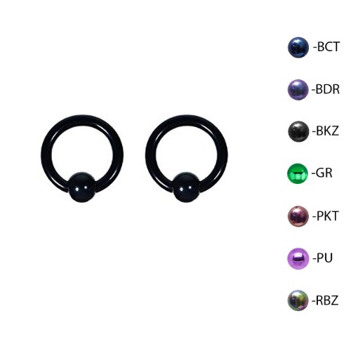 Pair of Titanium Captive Bead Ring CBR Hoop Earrings 8-6 Gauge