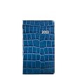 2012 Pocket Agenda Datebook, Genuine Crocodile Embossed Leather, 5" , Blue