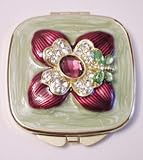 Argento Sc Primrose Red Compact Mirror with Swarovski Crystals